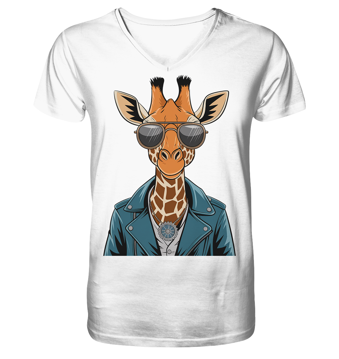 Giraffe Steampunk - V-Neck Shirt
