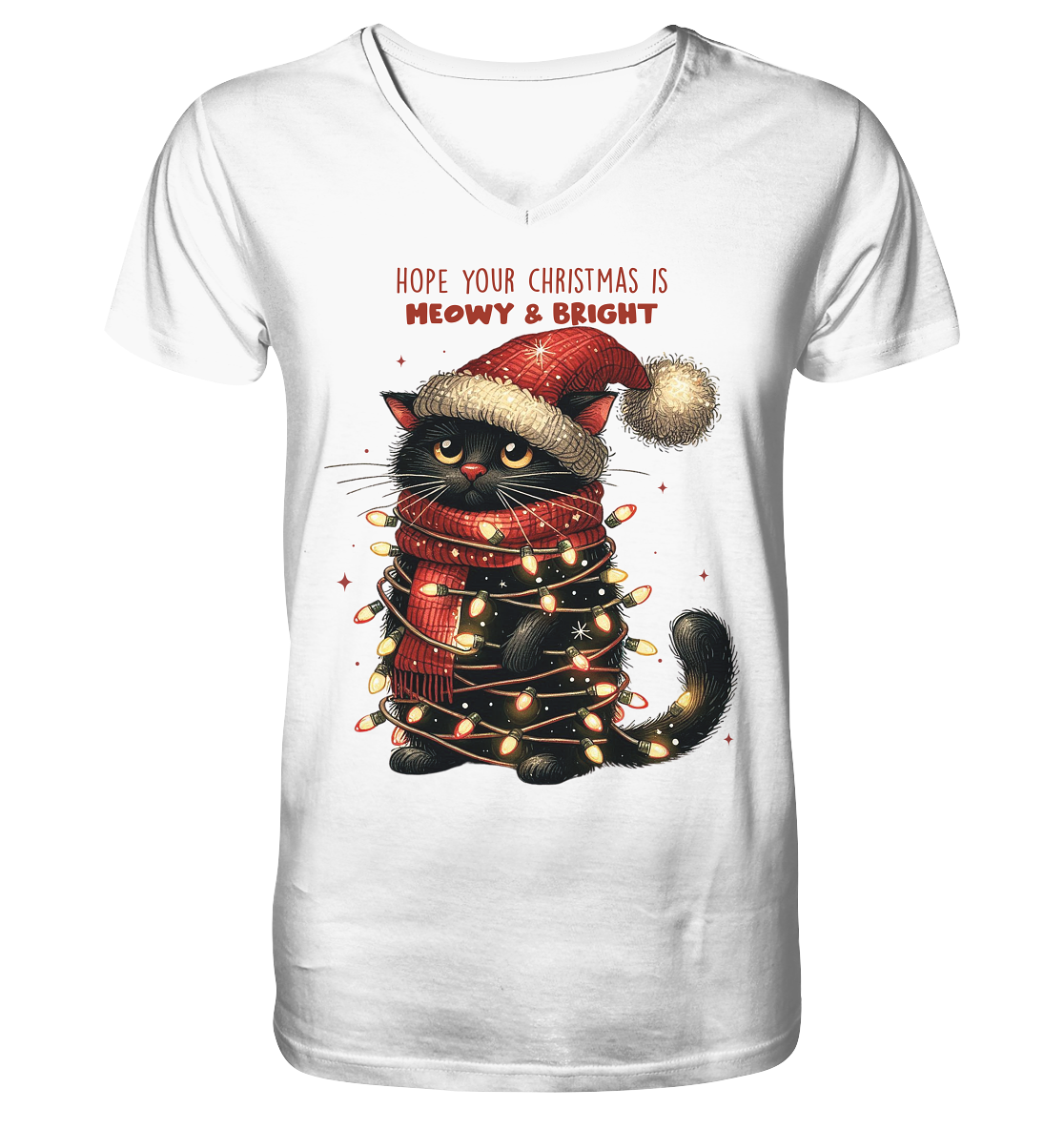 Weihnachts Katze Christmas is Moewy - V-Neck Shirt
