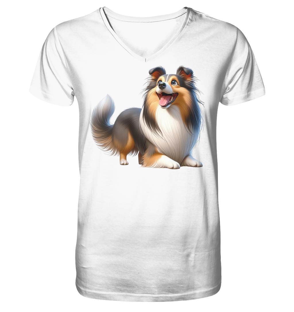 Shetland Sheepdog cartoon personalisierbar - V-Neck Shirt