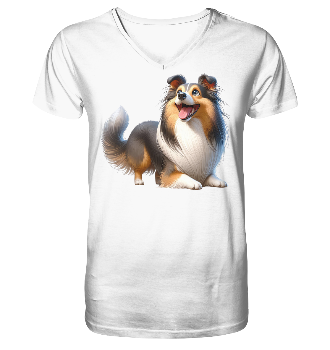 Shetland Sheepdog cartoon personalisierbar - V-Neck Shirt