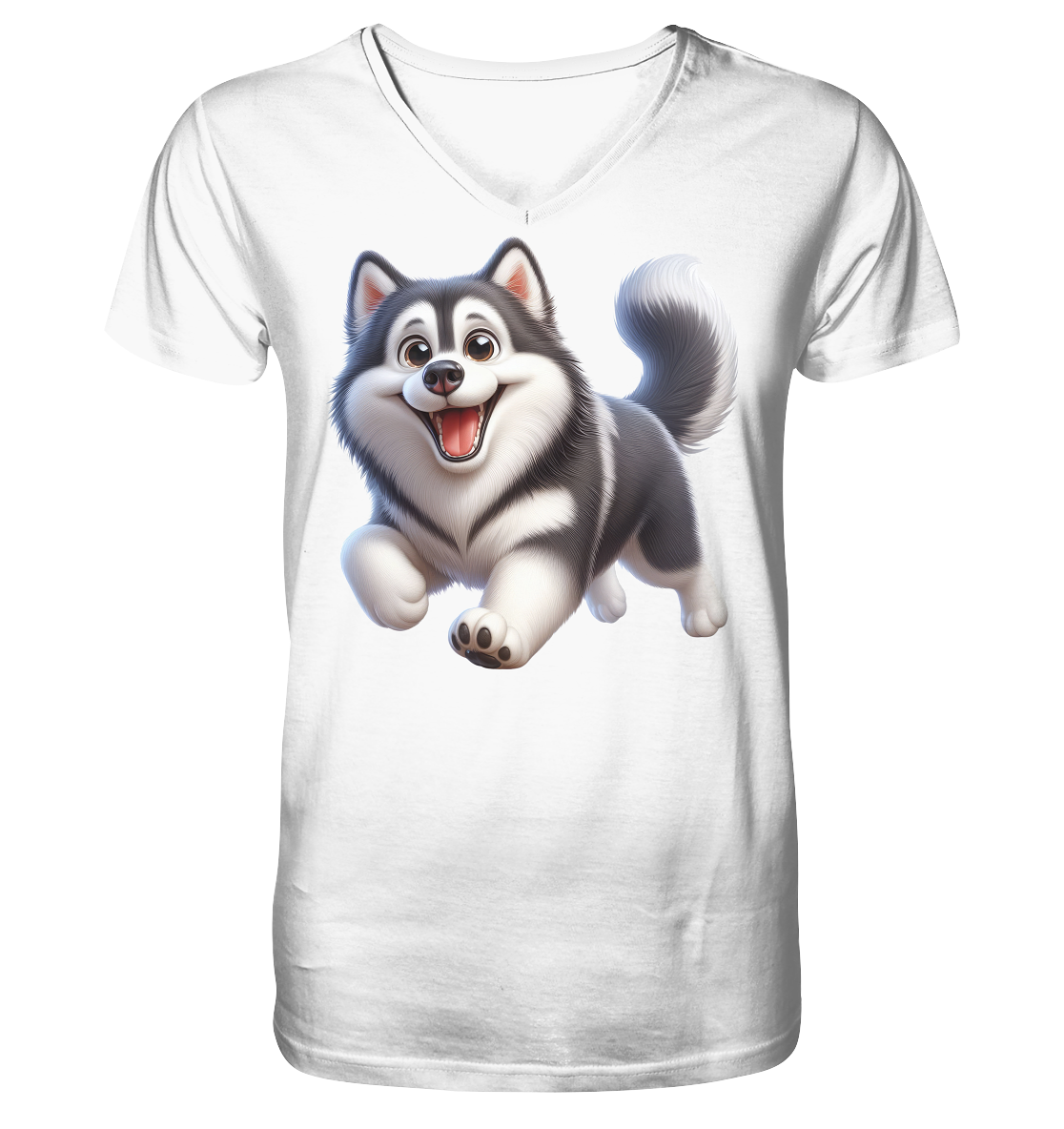 Husky Comic - personalisierbar - V-Neck Shirt