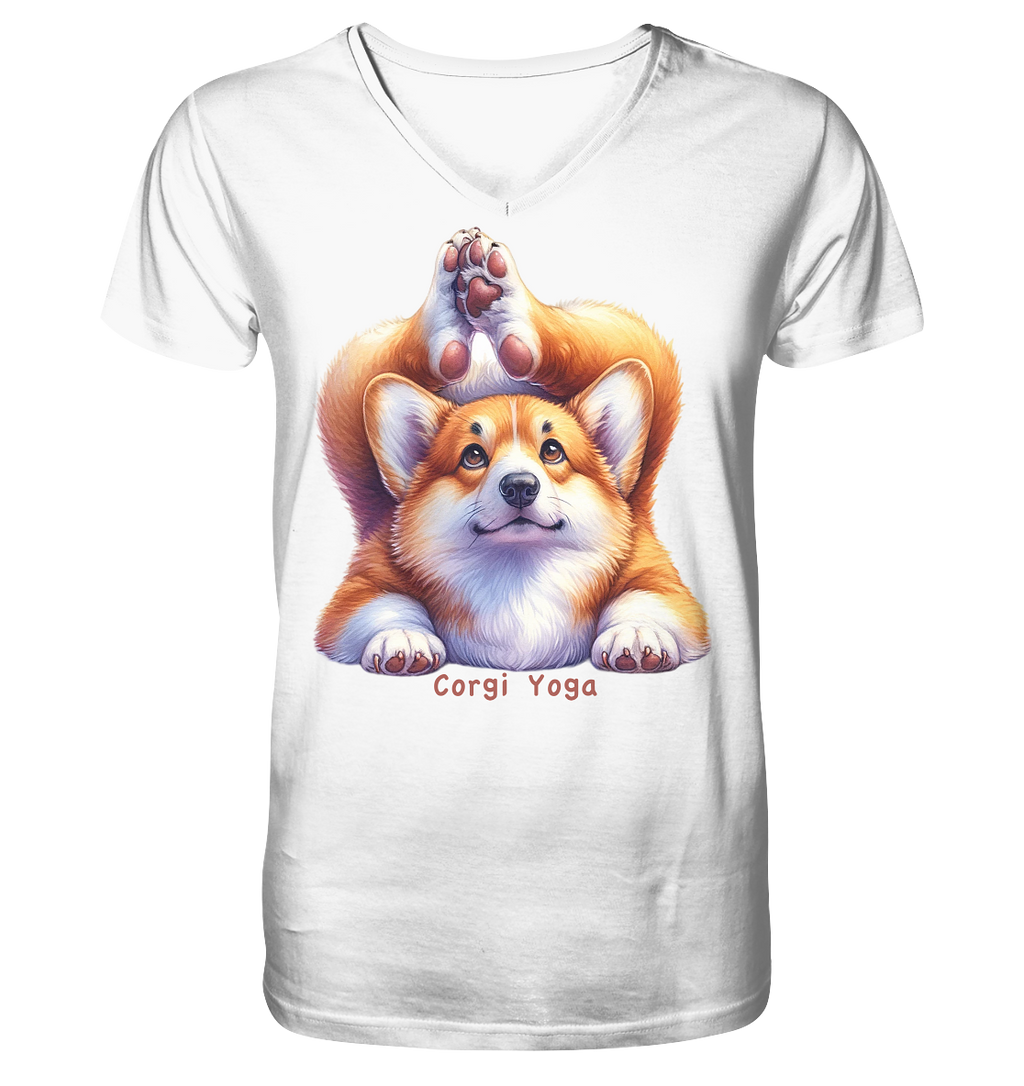 Corgi Yoga - V-Neck Shirt
