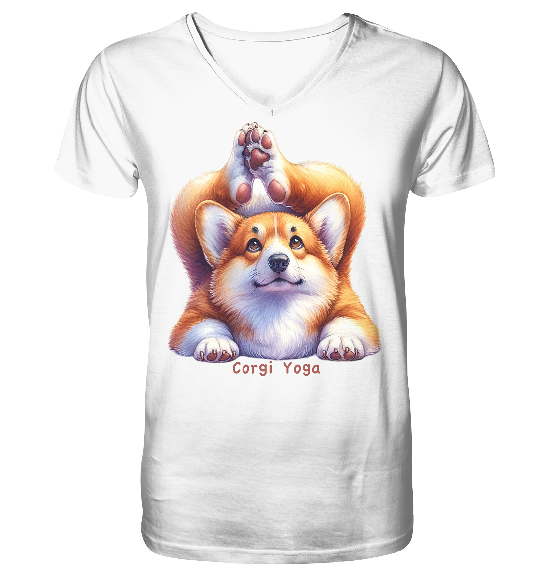 Corgi Yoga - V-Neck Shirt