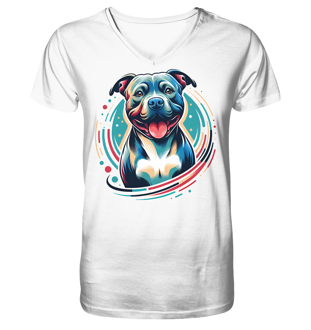 Happy Pittbull / Staffy PopArt - V-Neck Shirt