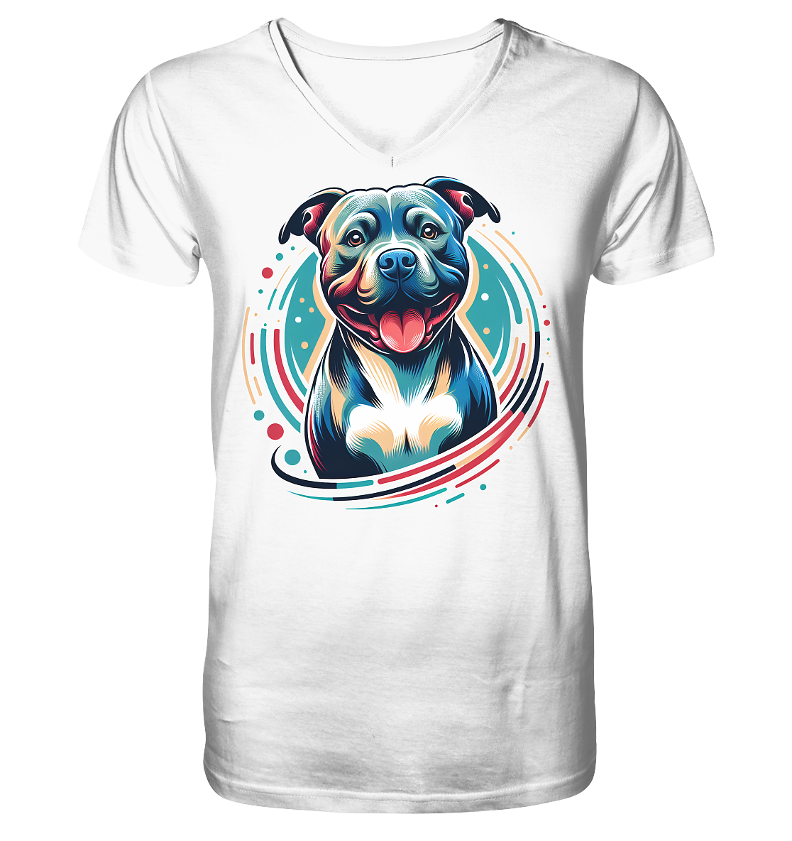 Happy Pittbull / Staffy PopArt - V-Neck Shirt