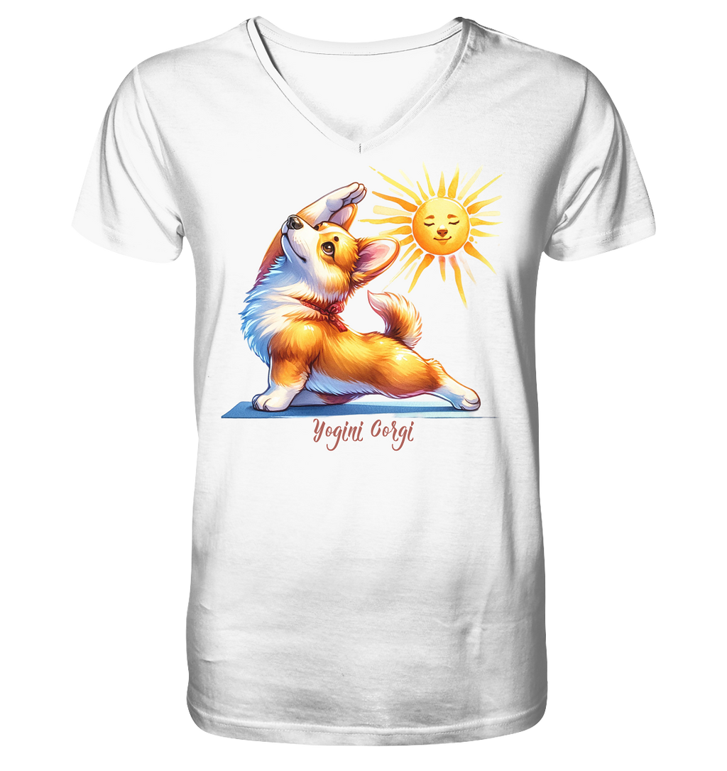 Yoga Corgi Hund yogini Gorgi - personalisierbar - V-Neck Shirt