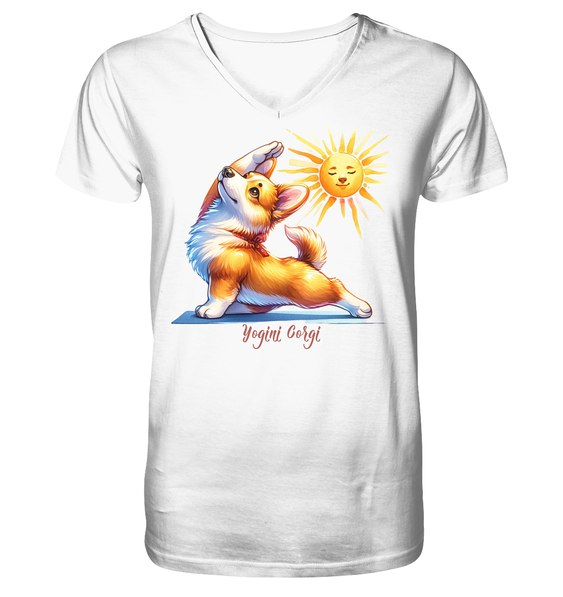 Yoga Corgi Hund yogini Gorgi - personalisierbar - V-Neck Shirt