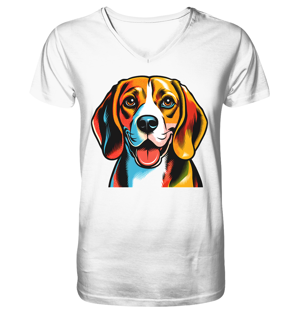 Beagle Pop Art - Personalisierbar - V-Neck Shirt