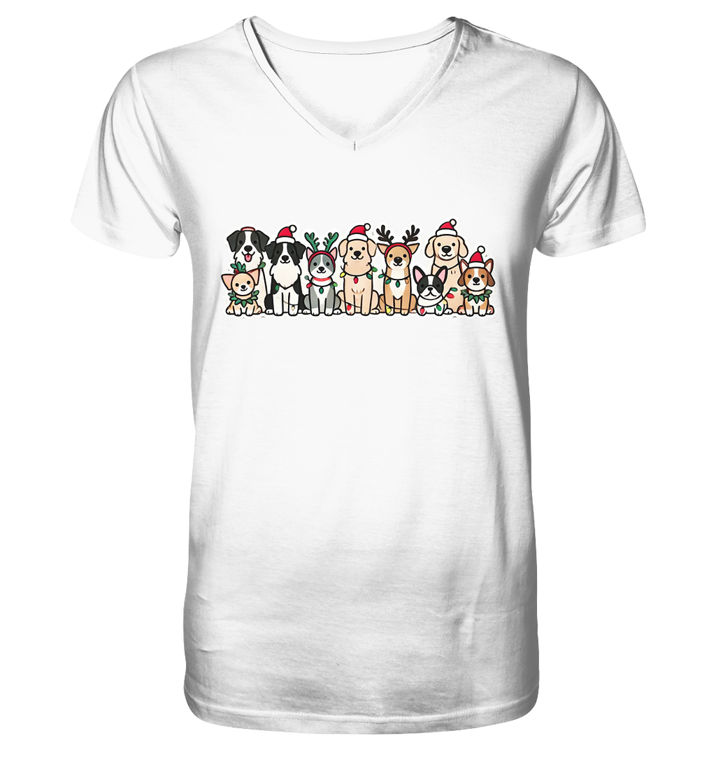 Weihnachten, Christmas Hunde - V-Neck Shirt