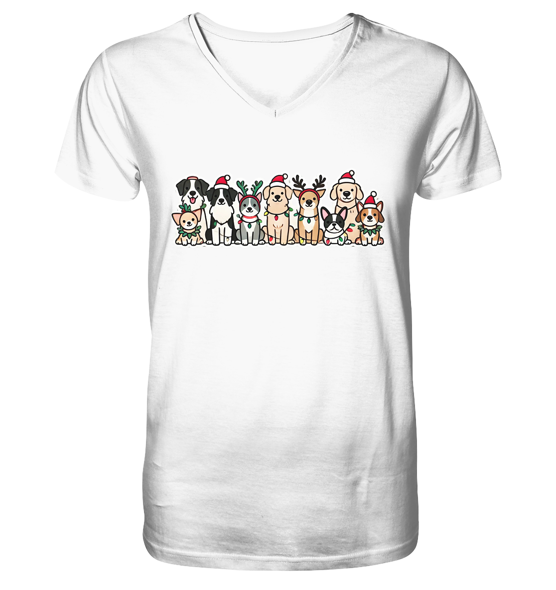 Weihnachten, Christmas Hunde - V-Neck Shirt
