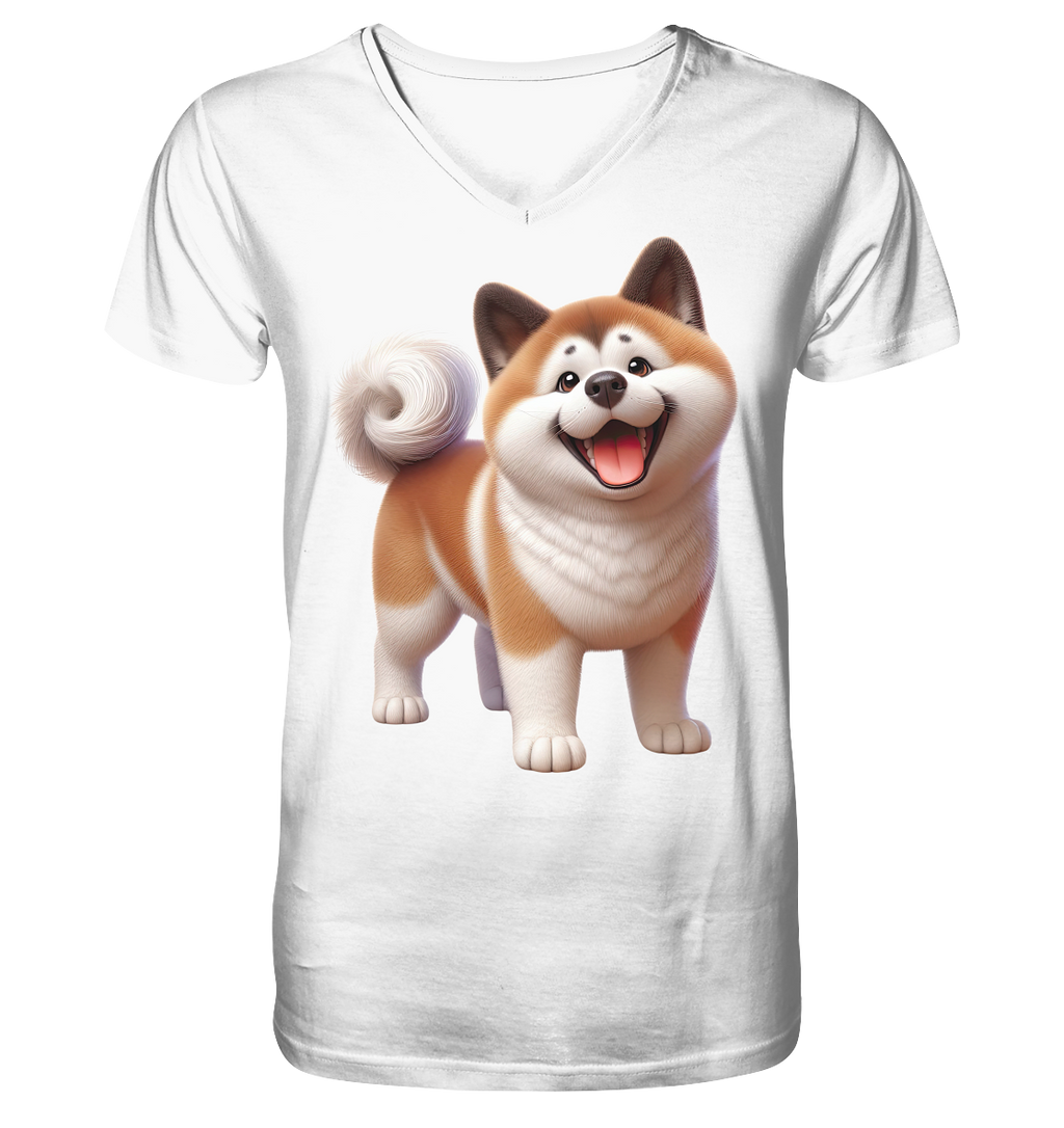 Akita Cartoon Hund personalisierbar - V-Neck Shirt