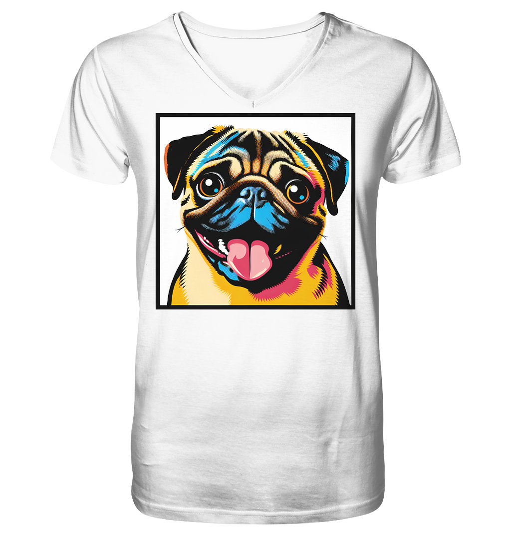 Mops Pop Art - V-Neck Shirt