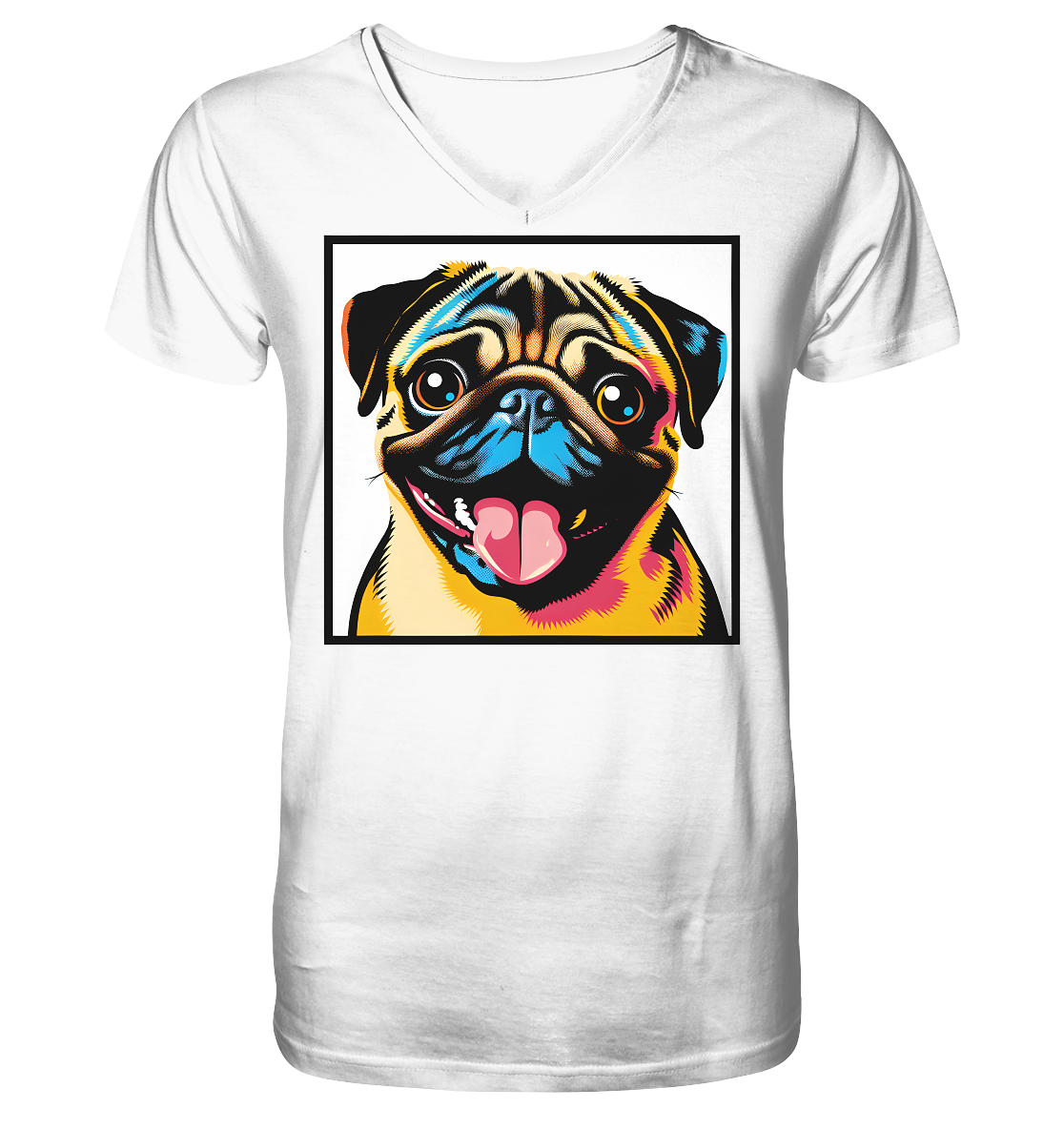 Mops Pop Art - V-Neck Shirt