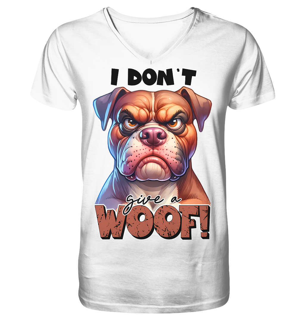 I don't give a woof - Fun Hunde Cartoon - V-Neck Shirt