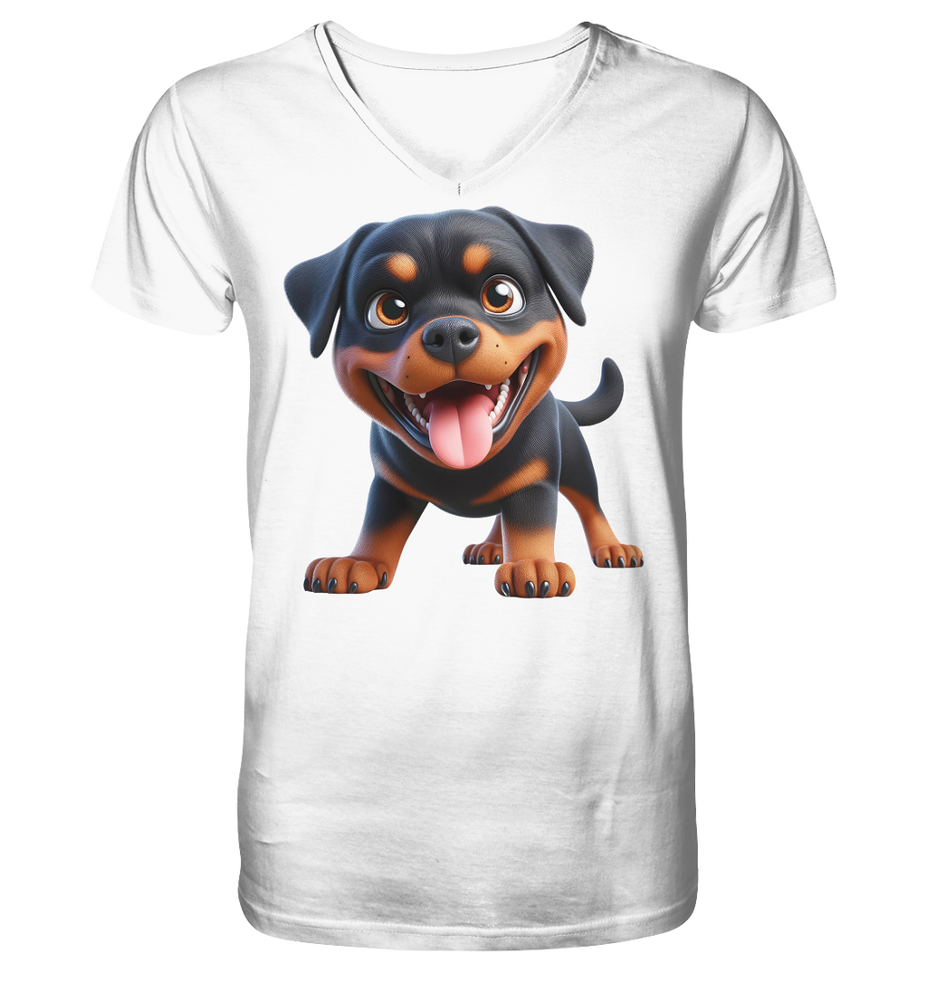 Rottweiler Cartoon Hund - personalisierbar - V-Neck Shirt