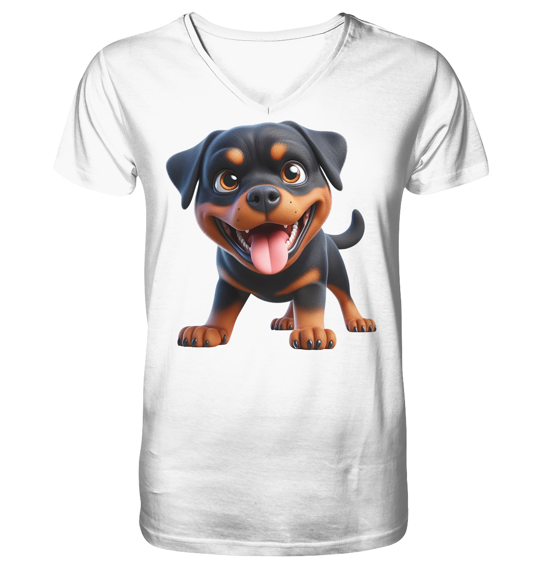 Rottweiler Cartoon Hund - personalisierbar - V-Neck Shirt