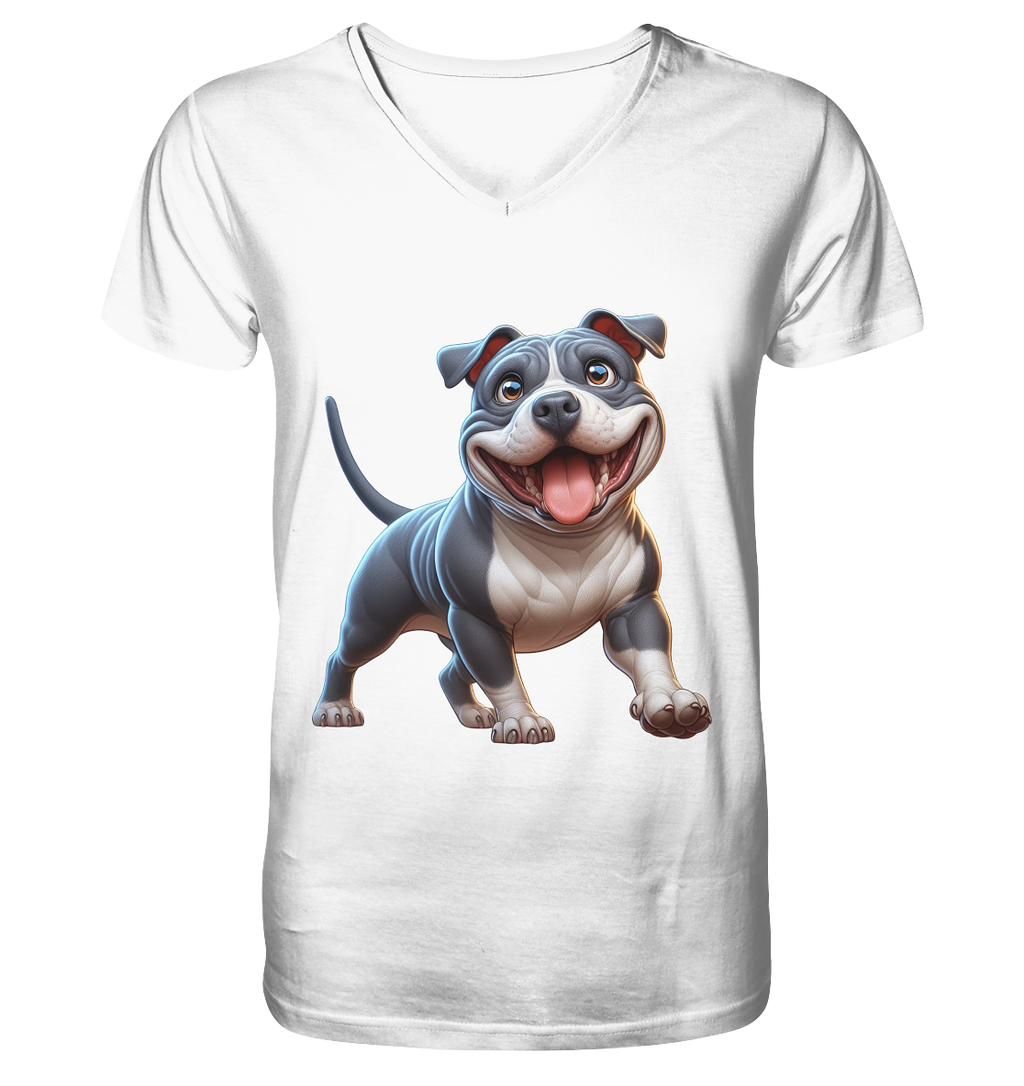 Pittbull Cartoon Hund personalisierbar - V-Neck Shirt