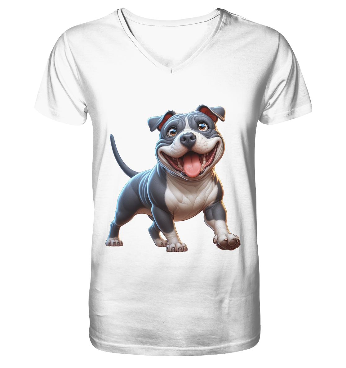 Pittbull Cartoon Hund personalisierbar - V-Neck Shirt