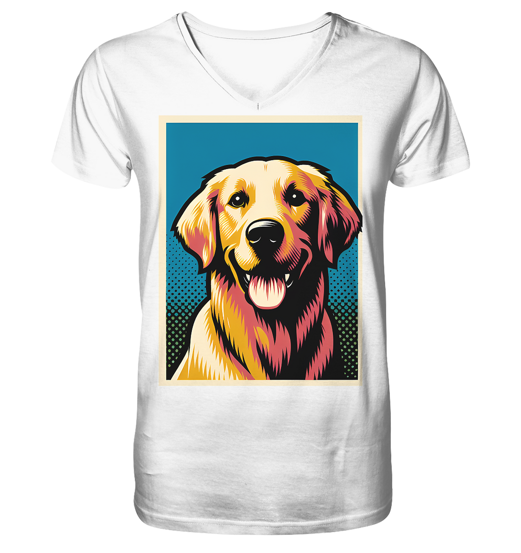 Golden Retriever Pop Art - personalisierbar - V-Neck Shirt