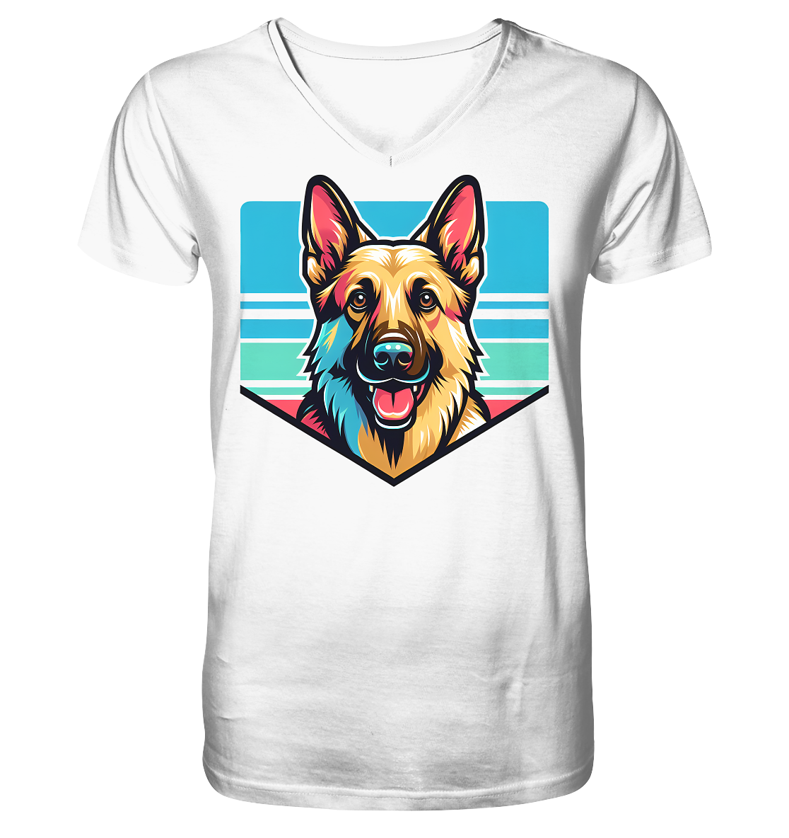 Schäferhund Pop Art - personalisierbar - V-Neck Shirt