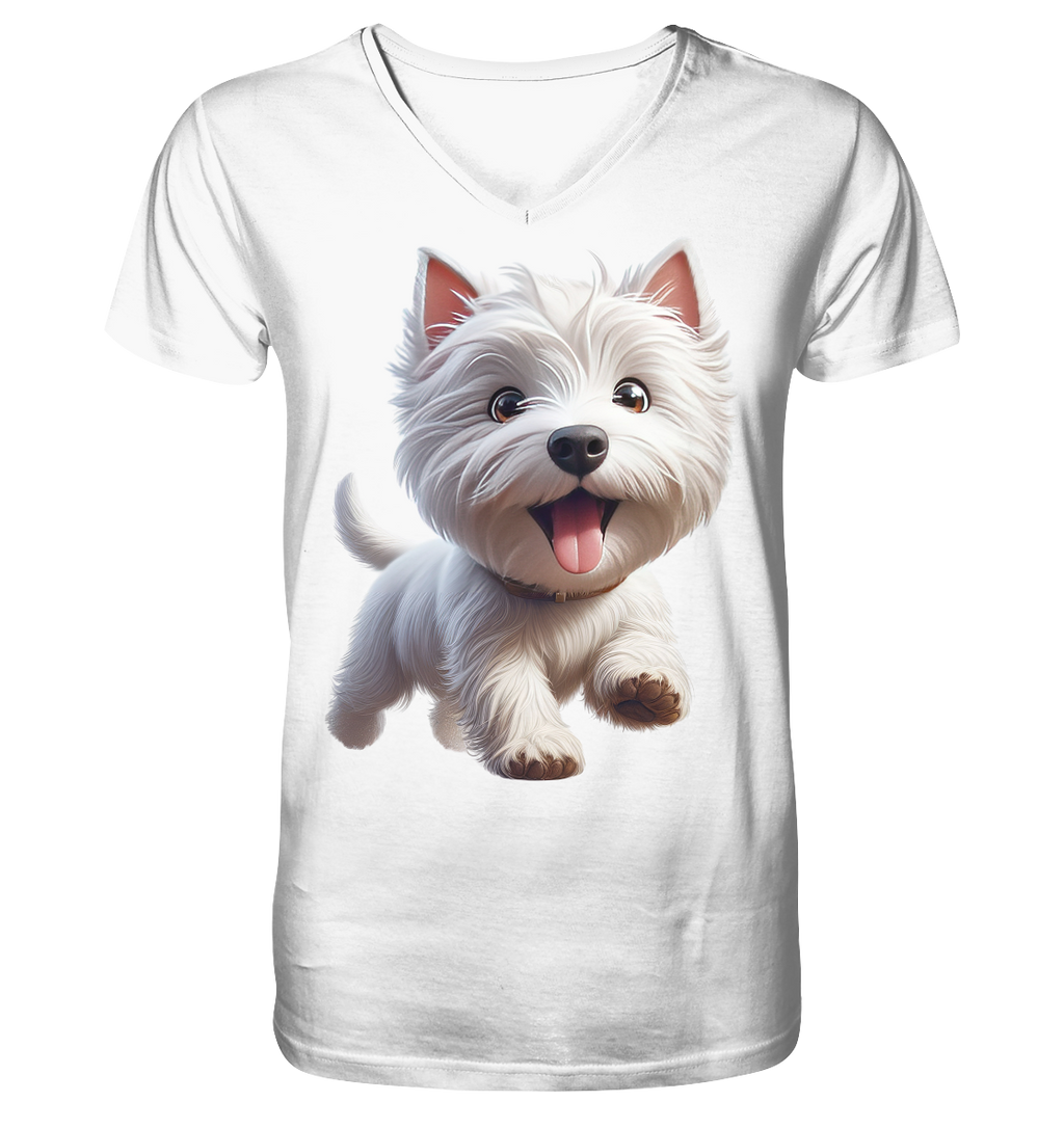 West Highland Terrier Catoon - personalisierbar - V-Neck Shirt