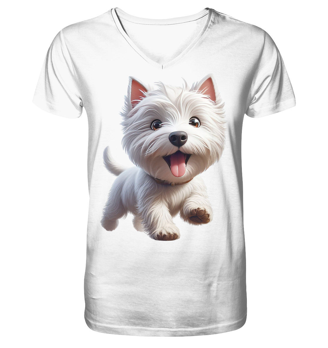 West Highland Terrier Catoon - personalisierbar - V-Neck Shirt