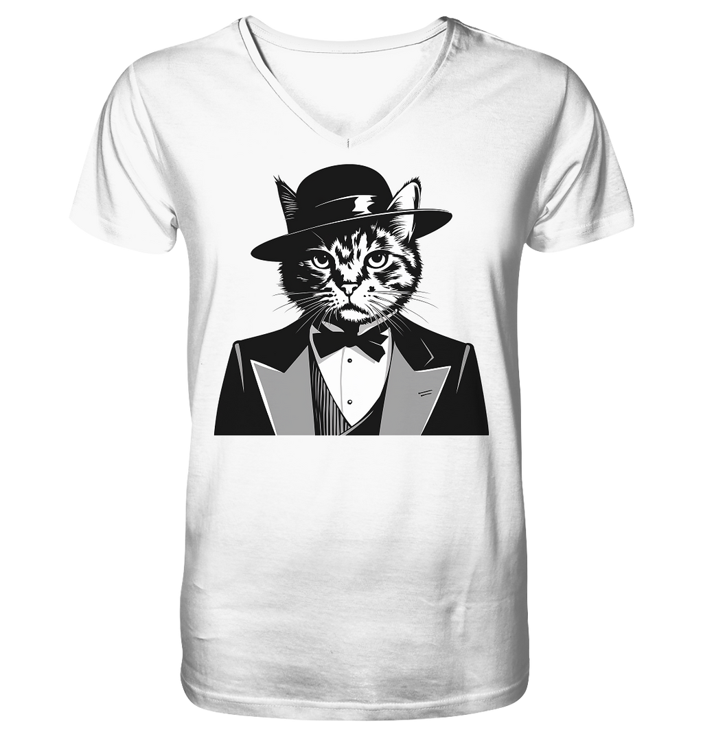 Godfather Katze Mafia - personalisierbar  - V-Neck Shirt