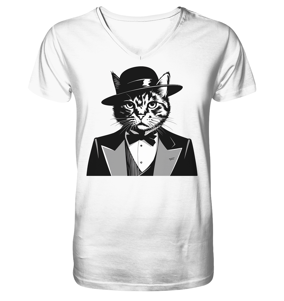Godfather Katze Mafia - personalisierbar  - V-Neck Shirt
