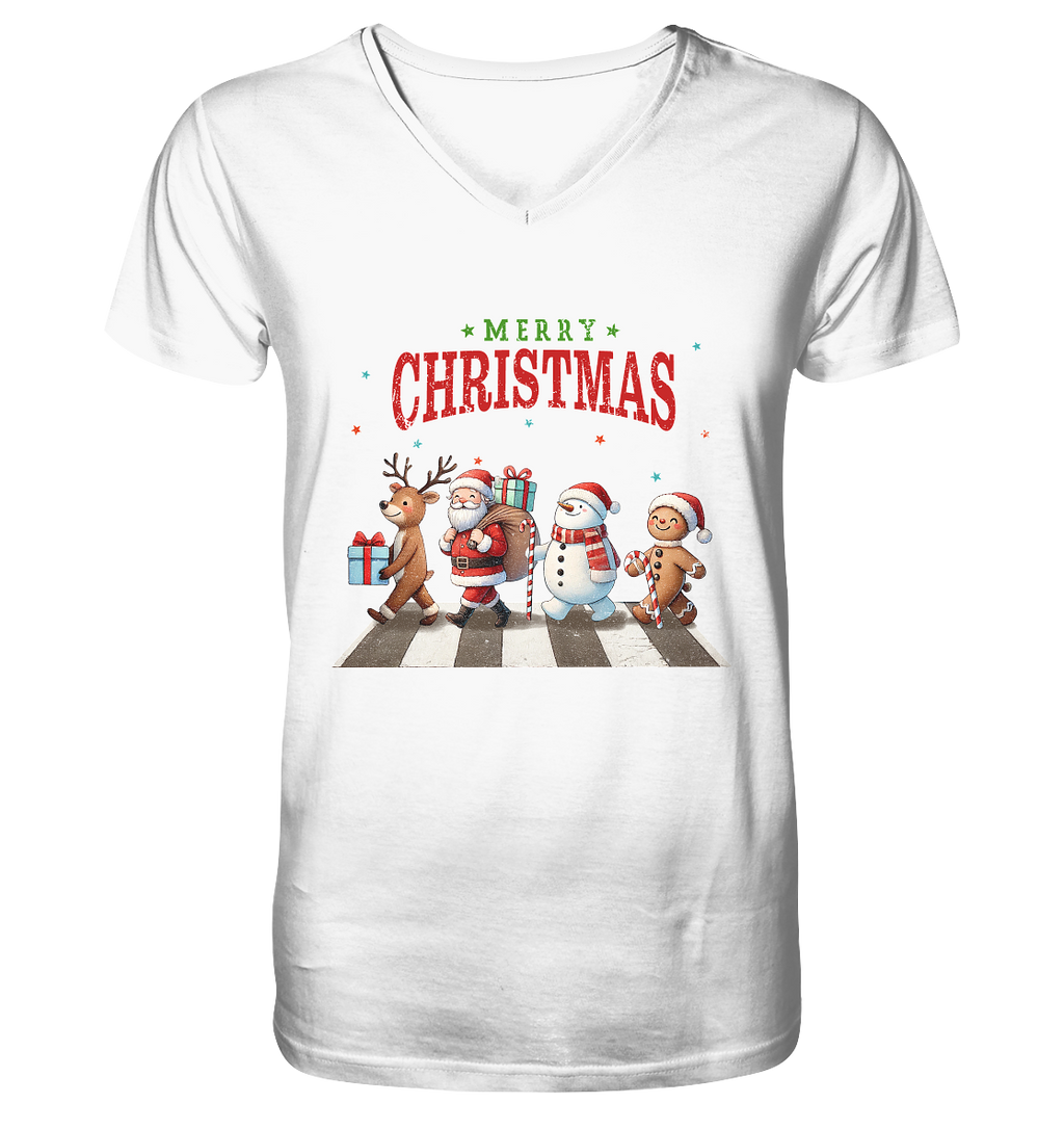 Merry Christmas Zebrastreifen - V-Neck Shirt