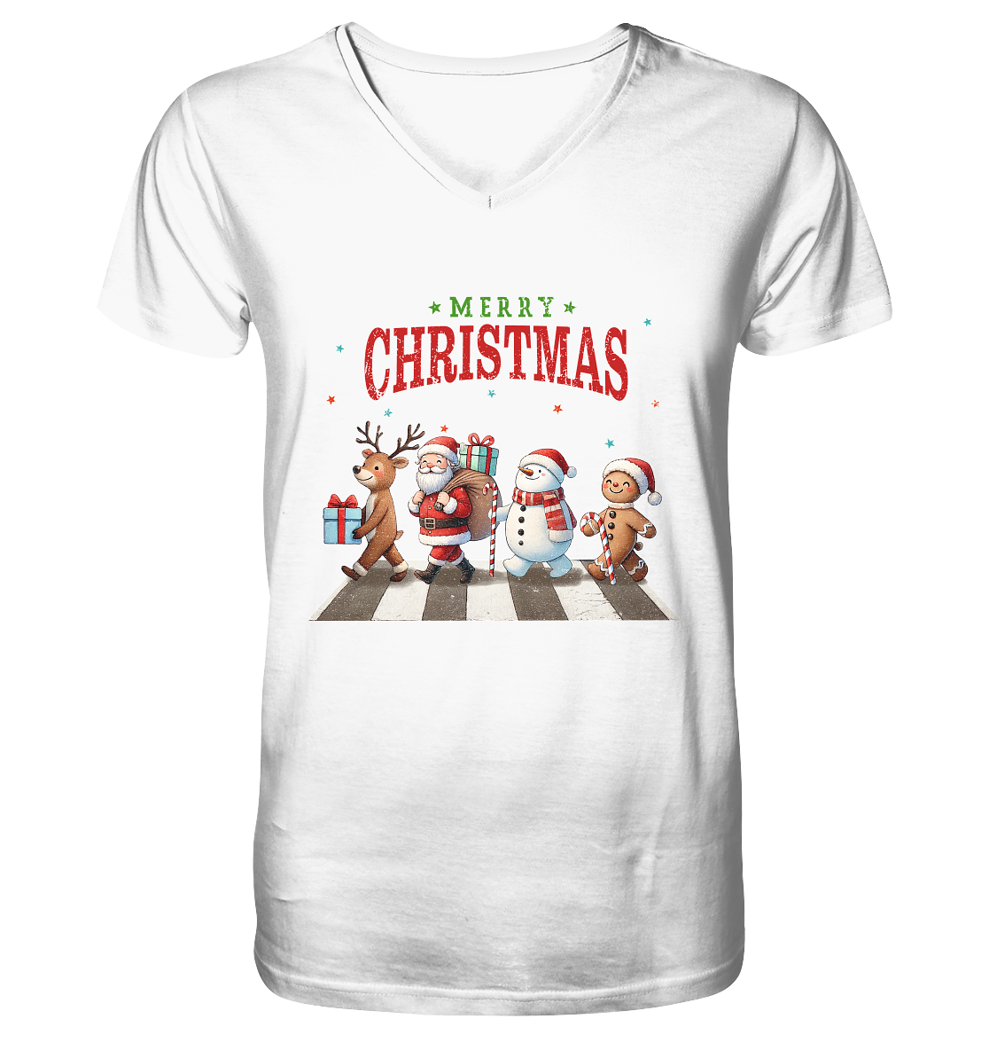 Merry Christmas Zebrastreifen - V-Neck Shirt