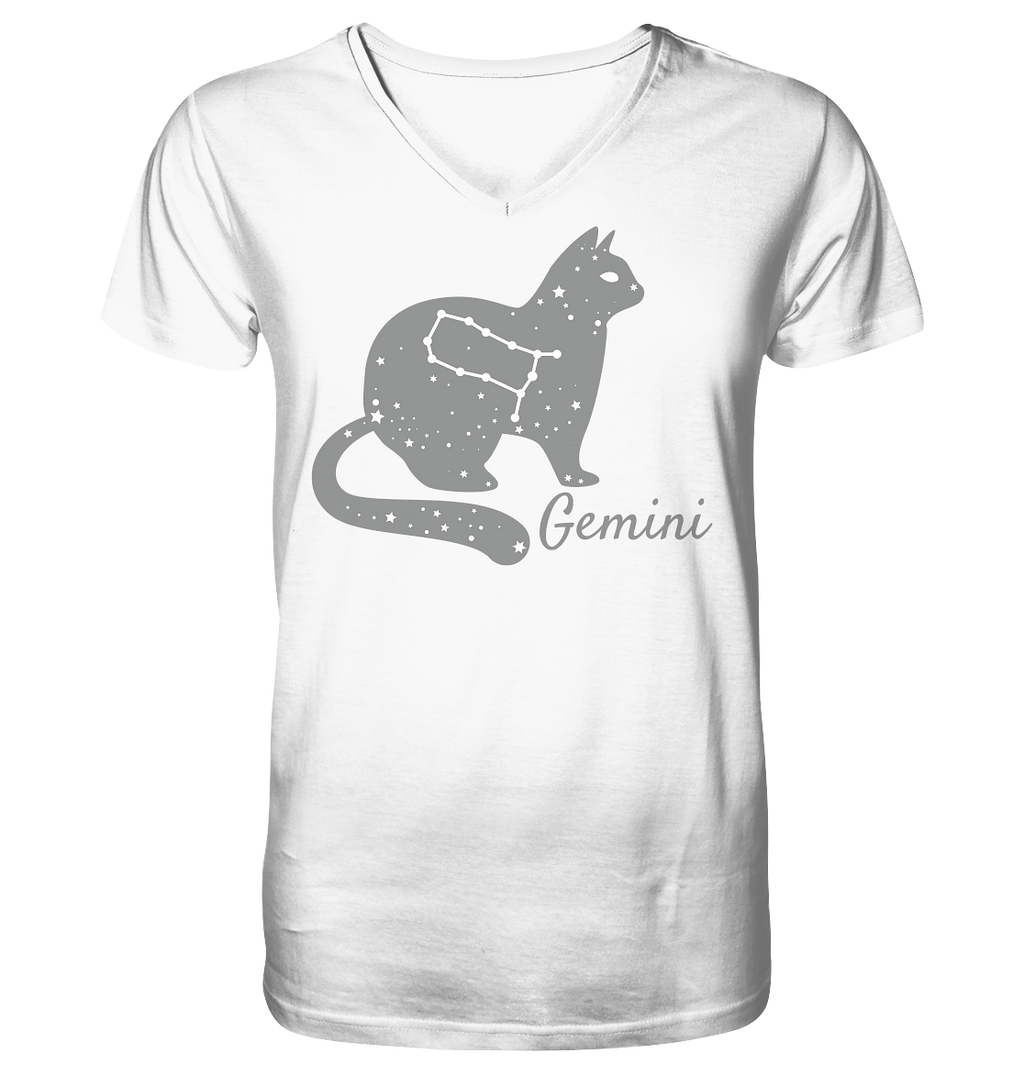Sternzeichen Katze Zwilling - personalisierbar - V-Neck Shirt