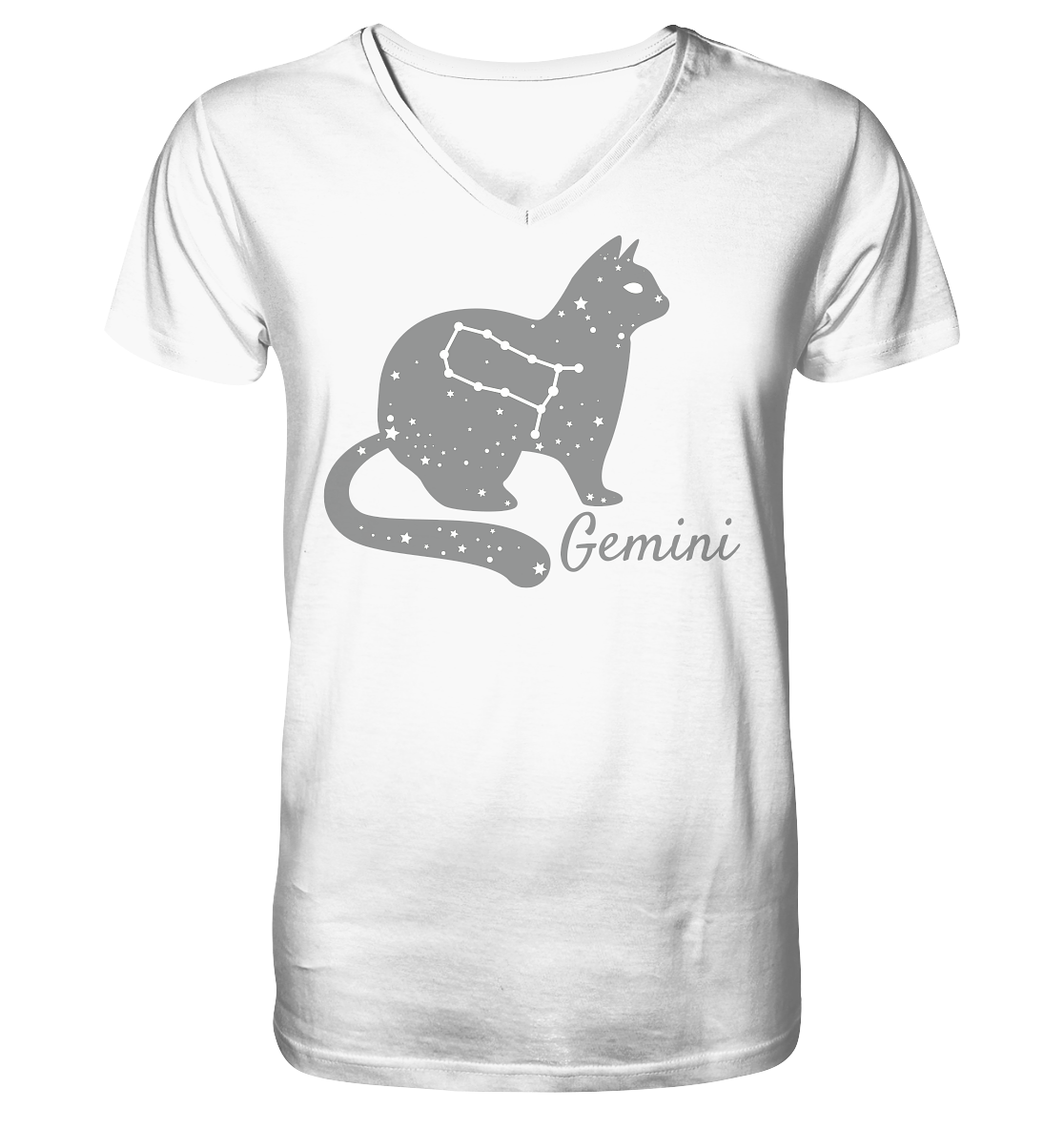 Sternzeichen Katze Zwilling - personalisierbar - V-Neck Shirt