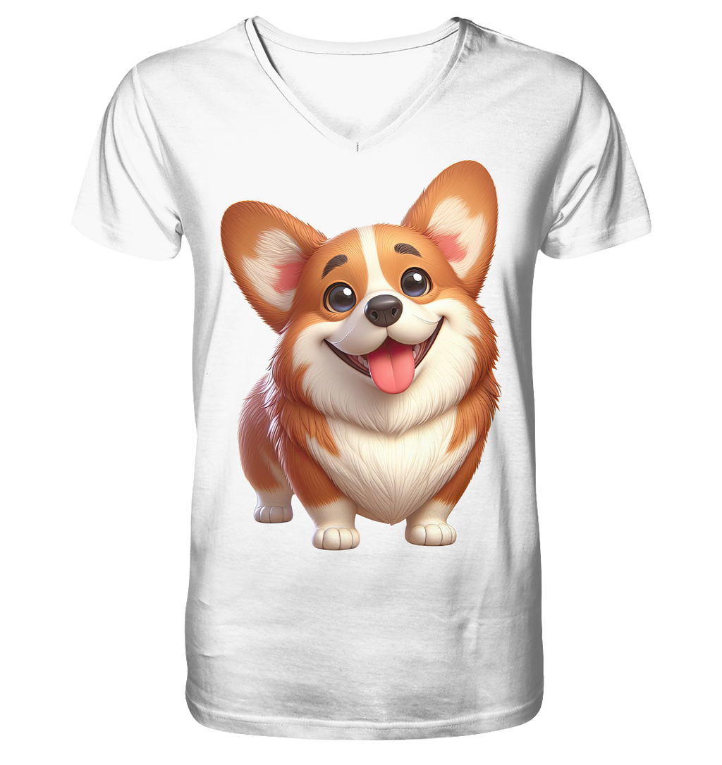 Corgi Cartoon Hund - persoinalisierbar - V-Neck Shirt