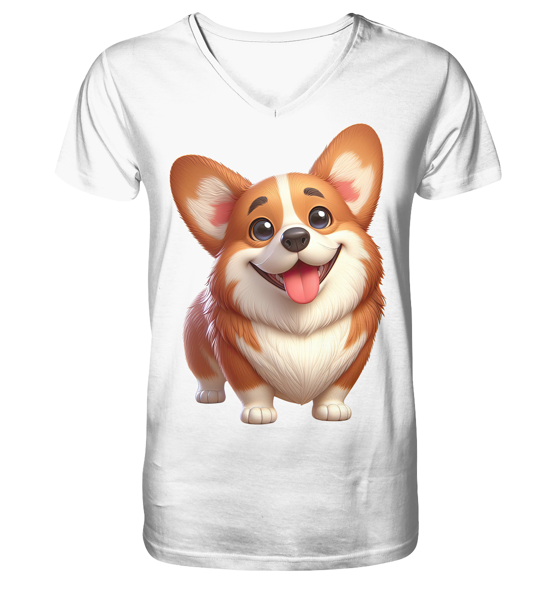 Corgi Cartoon Hund - persoinalisierbar - V-Neck Shirt