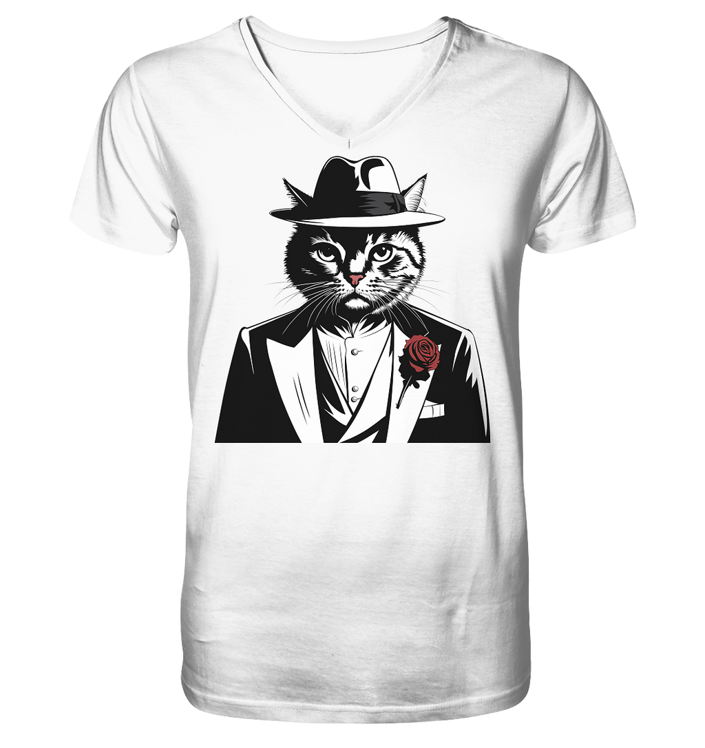 Catfather Katze Mafia - personalisierbar - V-Neck Shirt