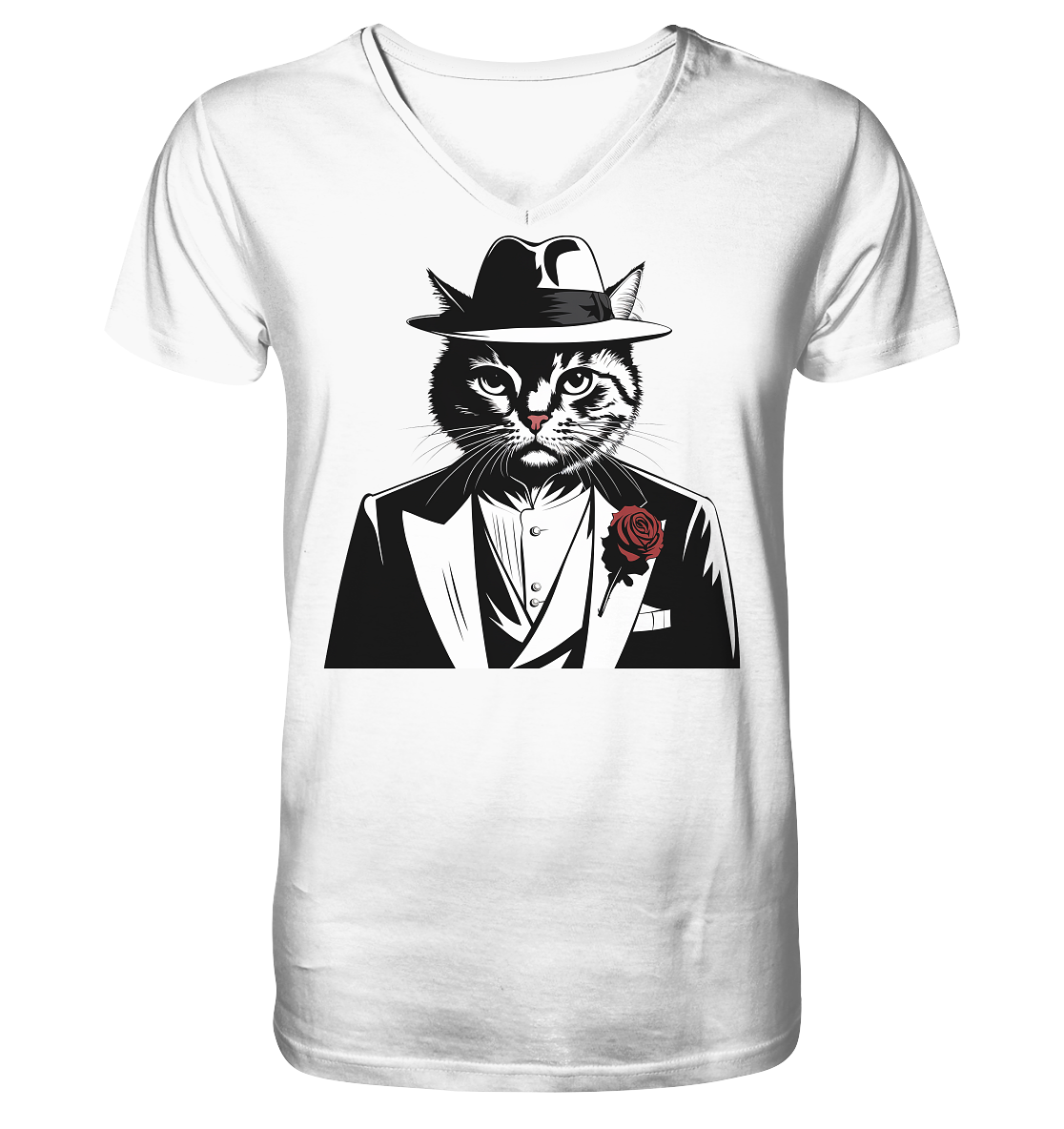 Catfather Katze Mafia - personalisierbar - V-Neck Shirt