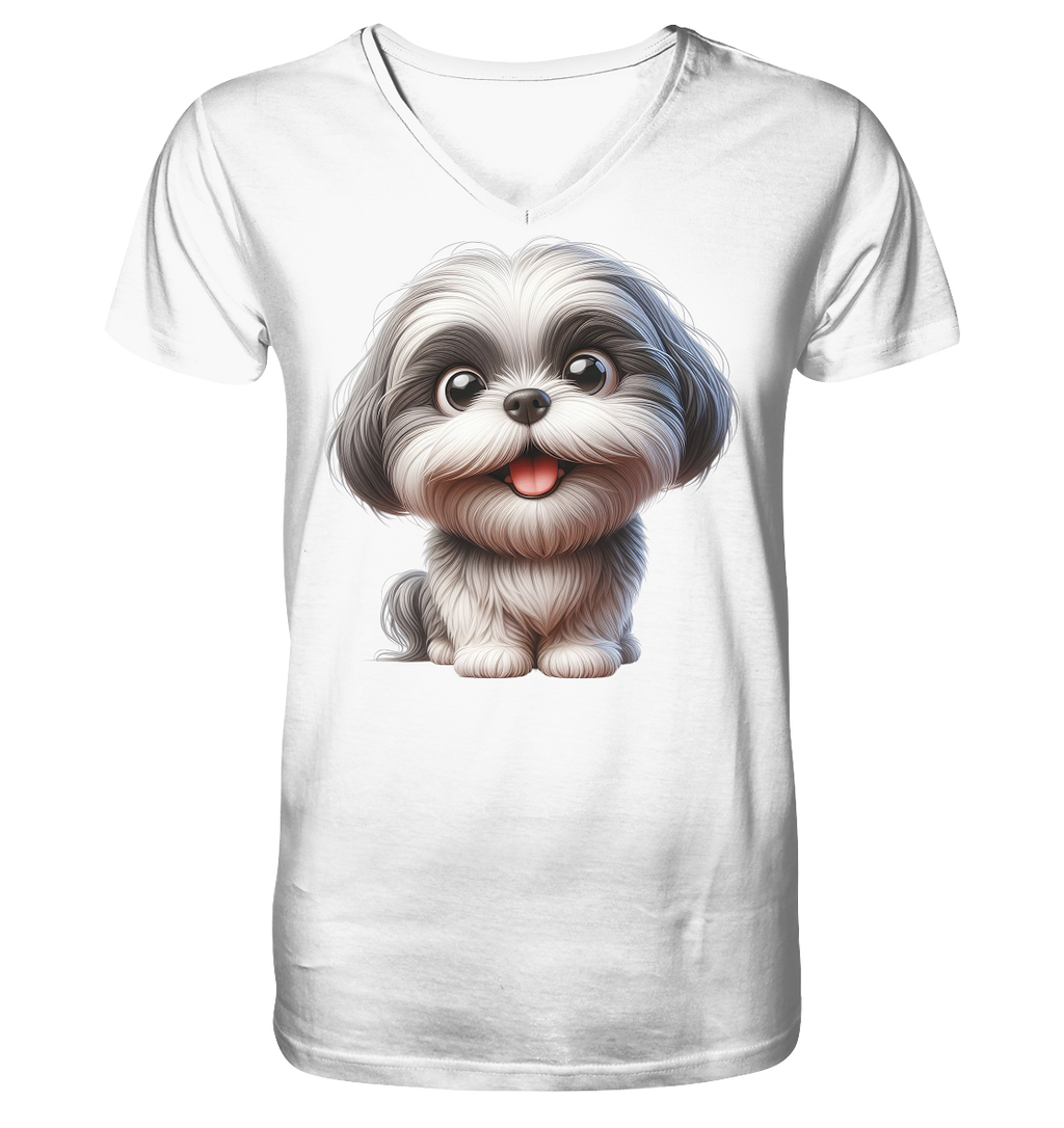 Shih Tzu Cartoon Dog - personalisierbar - V-Neck Shirt