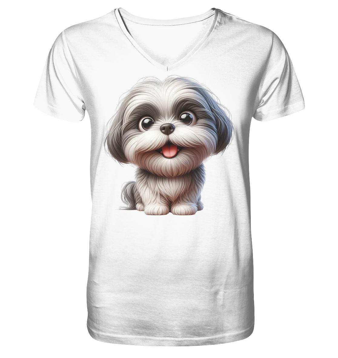 Shih Tzu Cartoon Dog - personalisierbar - V-Neck Shirt