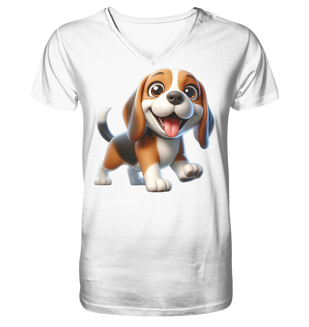 Beagle Cartoon Hund personalisierbar - V-Neck Shirt