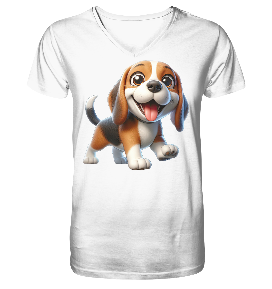 Beagle Cartoon Hund personalisierbar - V-Neck Shirt