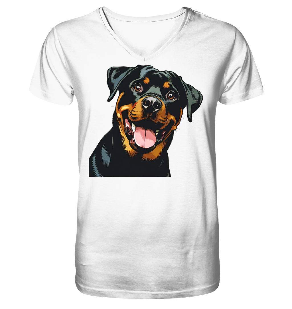 Rottweiler  Comic - personalisierbar - V-Neck Shirt
