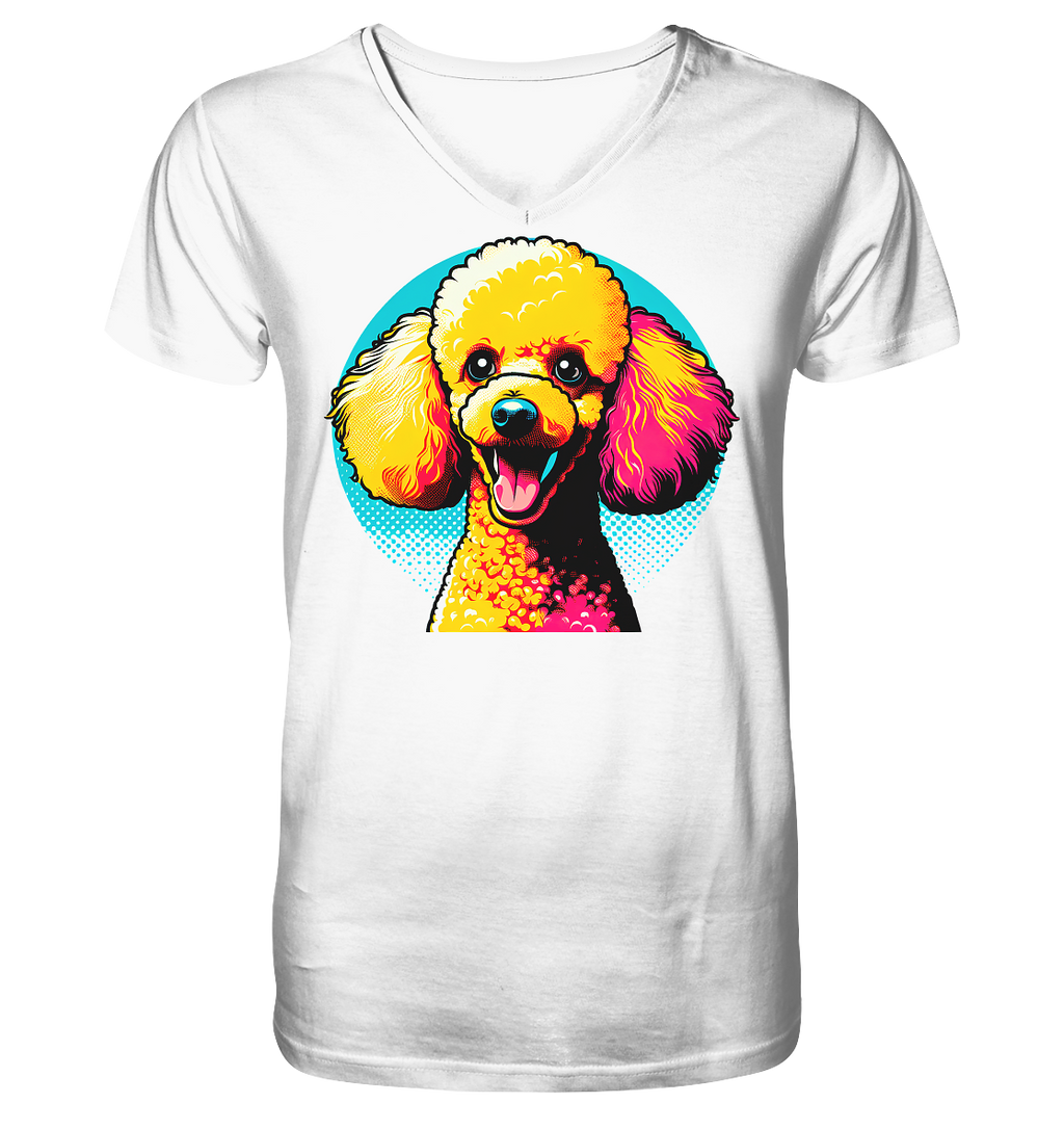 Pudel Pop Art - personalisierbar - V-Neck Shirt