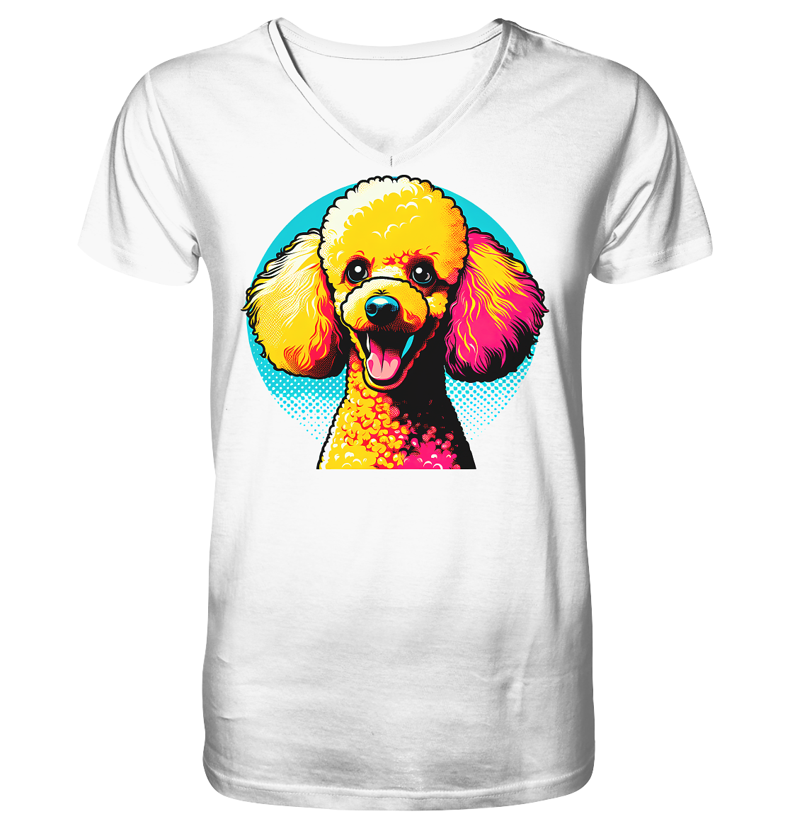 Pudel Pop Art - personalisierbar - V-Neck Shirt