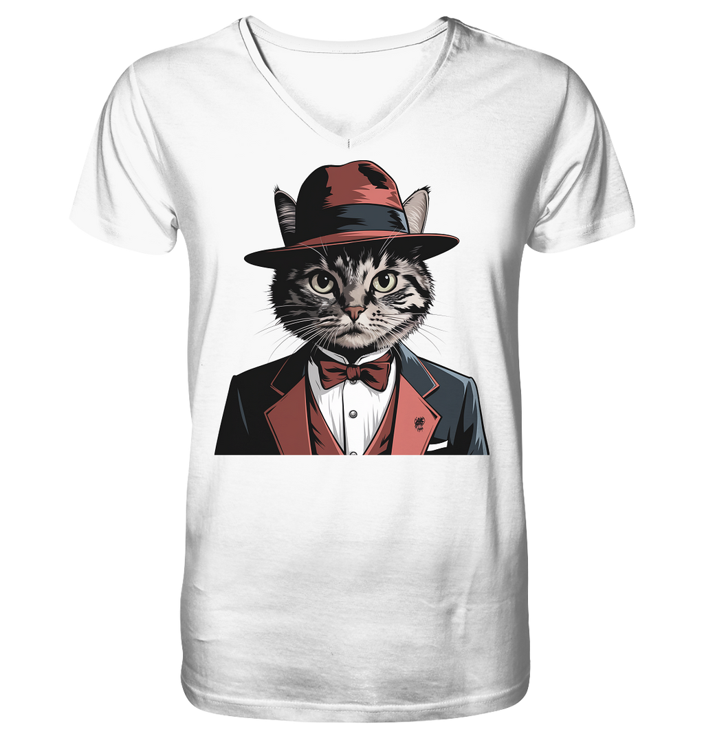 Godfather Catmother Katze Mafia - personalisierbar  - V-Neck Shirt