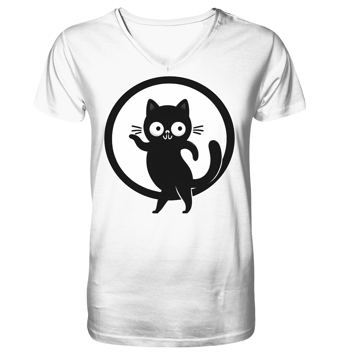 Dancing Cat Logo - V-Neck Shirt