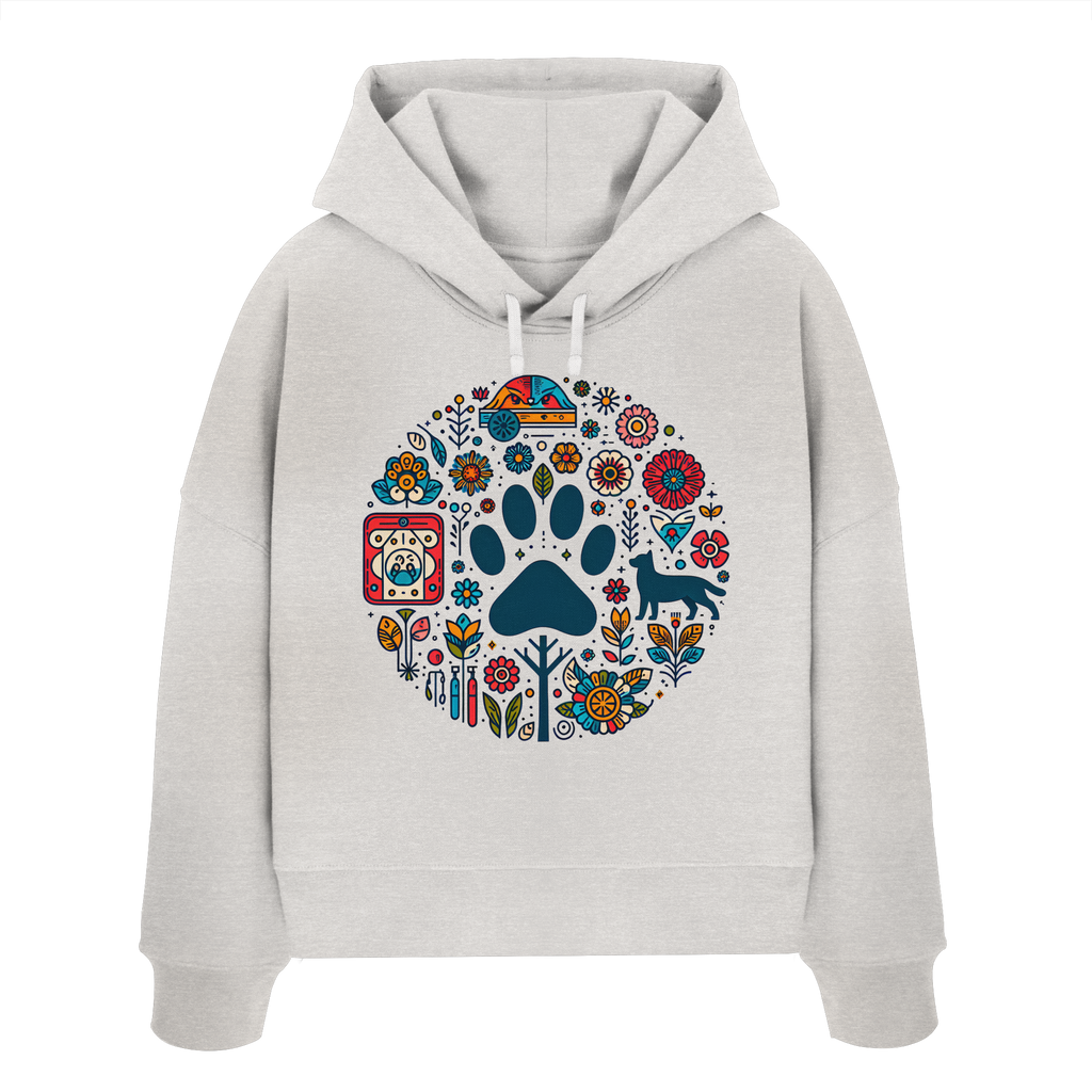 Farbige Modernes Design Pfote , Hund, Natur - Womens Organic Boxcut Hoodie