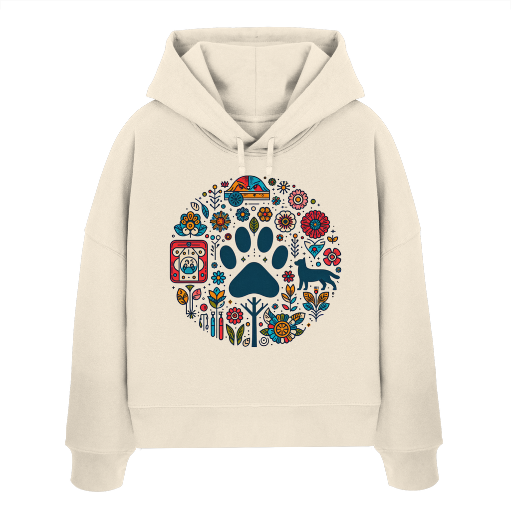Farbige Modernes Design Pfote , Hund, Natur - Womens Organic Boxcut Hoodie