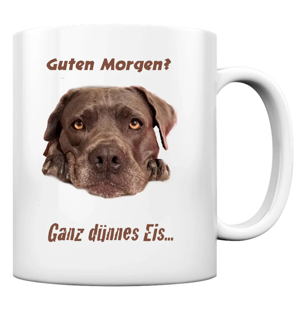 Dein Grumpy Tier - Guten morgen? Ganz dünnes Eis- personalisiert - Tasse glossy - PAWentura